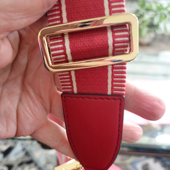 🥳SOLD🥳Michael Kors Women's Red Jet Set Small Pebbled Leather Double Zip Camera - Picture 9 of 13